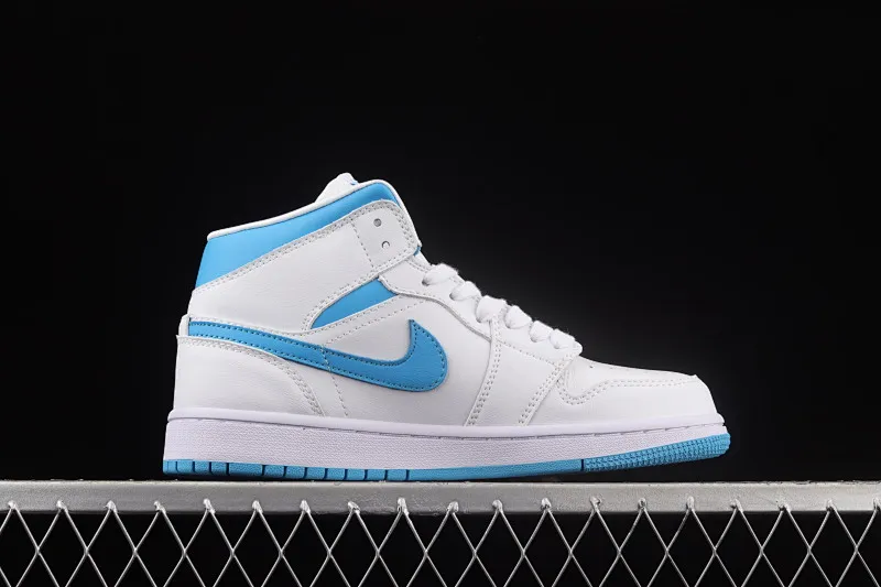 All Categories Air Jordan Jordan Series Basketball Shoes Air Jordan 1 Mid Different Versions Air Jordan 1 Mid AJ1 Joe 1 Lake Blue Zhongbang Basketball Shoes BQ6472-114